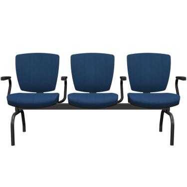 Imagem de Cadeira Longarina 3 Lugares Aeroporto Recepção Preto Baixa Flexi P03 Poliéster Azul - Lyam