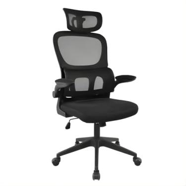 Imagem de Cadeira Ergonômica Kidino com Encosto Ajustável, Apoio de Braço Rebatível, Assento Macio, Malha Respirável e Rodízios – Suporta até 200kg, Ideal para Escritório e Home Office