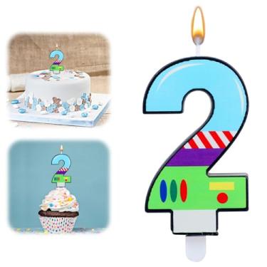 Imagem de Vela de aniversário de história de desenho animado com tema de brinquedo, topo de bolo de aniversário de desenho animado, duas decorações de aniversário infinitas e além, astronauta robô brinquedo