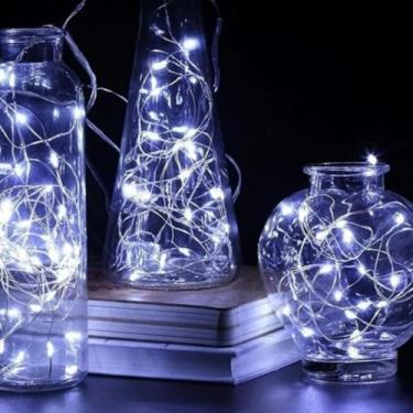 Imagem de Cordão de Luz LED Decorativo 5 Metros Branco Frio, Alimentado por Pilhas, para Festas e Decoração, Natal, Decoração Fio de Fada Elegante, Luxo