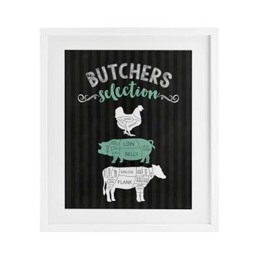 Imagem de Stupell Industries Butchers Selection Impressão emoldurada de bétula preta e verde sob vidro, design por Lettered and Lined, 53 x 43 cm