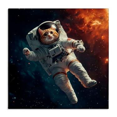Imagem de Stupell Industries Arte de parede em tela de astronauta gato interestelar, design de Jim Baldwin, 61 x 61 cm