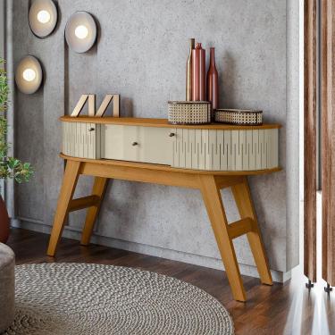 Imagem de Aparador De Sala Pés Retrô De Madeira 136cm Fiorano M20 - D'rossi Cor Cumaru E Opala