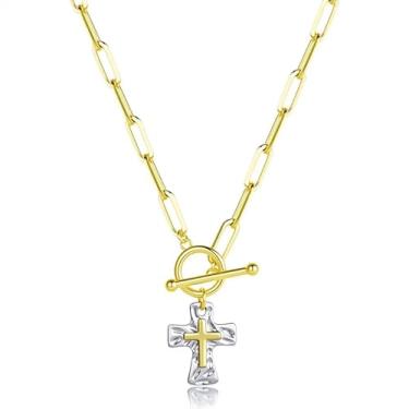 Imagem de LKingel Colar de cruz grossa de ouro para mulheres, colar com pingente de cruz martelada, vintage, corrente grossa, clipe de papel, corrente gargantilha, joia moderna, presente para mulheres, Large