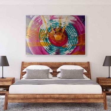 Imagem de Quadro Pintura Círculos 60x40 Cm Adesivo Fotográfico