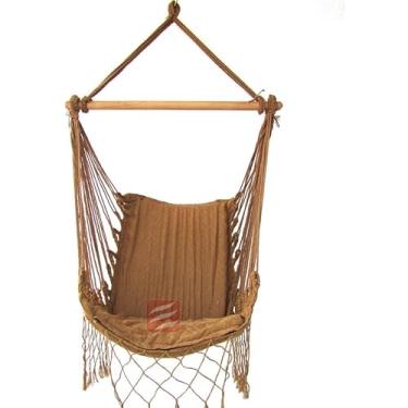 Imagem de Rede Cadeira De teto Balanco Suspensa descanso com espuma e bolsa transporte(Marrom)