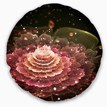Imagem de Design Fractal Abstrato Flor Rosa Floral Sala de Estar Redonda, Sofá, Almofada de Alta Qualidade + Capa de Almofada Impressa em ambos os lados 50 cm