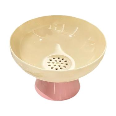 Imagem de FLCPJGV Fruteira redonda com orifícios de drenagem, base removível, versátil e para, fácil de limpar, ideal para doces e legumes, Amarelo