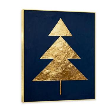 Imagem de Moldura dourada. Pintura de Natal glamorosa minimalista, arte geométrica dourada, decoração de Natal moderna emoldurada para parede da sala de estar. A29. 70 x 90 cm - 27,6 x 35,4 pol
