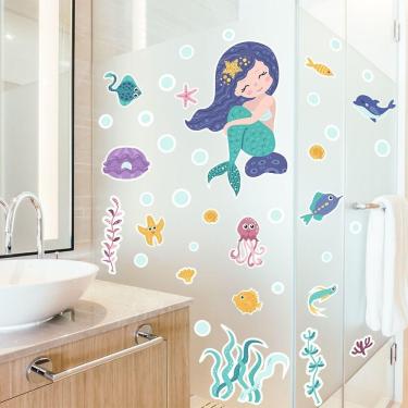 Imagem de Adesivo Box De Banheiro Infantil Fundo Do Mar Sereia
