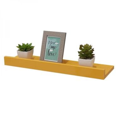 Imagem de Prateleira Porta Quadros 60 X 10cm Amarela Suporte Invisível