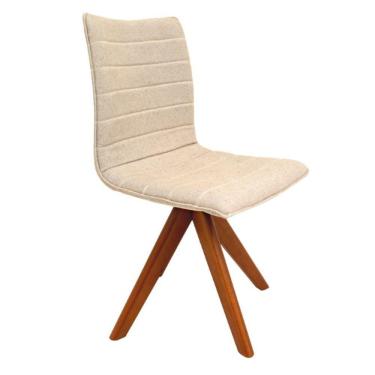 Imagem de Cadeira De Jantar Cercatto Giratória Revestida Em Tecido Linho Bege Creme