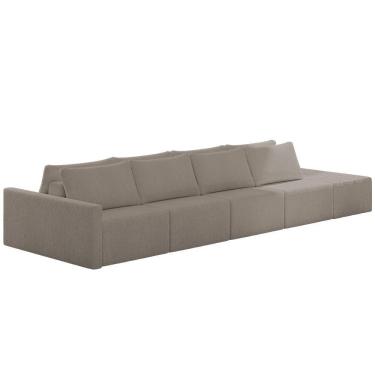 Imagem de Sofá Ilha Modular Com Puff Para Sala Living 432cm Georgia K04 Bouclê Bege Escuro - Mpozenato