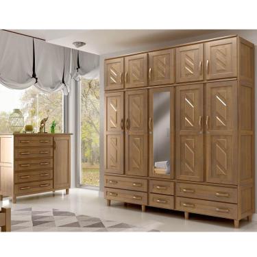 Imagem de Guarda-roupa 10 Portas E Cômoda Sapateira Madeira Imbuia