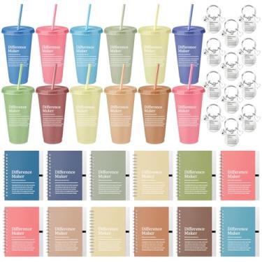 Imagem de Teenyyou 36 peças de presentes para fazer diferenças a granel, presentes de agradecimento de funcionários de Natal a granel, copos de 680 g com cadernos espirais e chaveiros para colega de trabalho