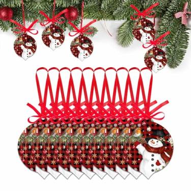 Imagem de Ornamento de Natal 2025 Conjunto de 10, bolas de boneco de neve de inverno, acessórios de pendurar de acrílico para decoração de árvore de Natal, Natal, preto, vermelho, buffalo, xadrez, enfeites em