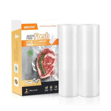 Imagem de Wevac Rolos de saco selador a vácuo, 20 cm x 40 cm (2 rolos), armazenamento de alimentos resistente para sous vide, freezer, preparação de refeições, mantém os alimentos frescos por mais tempo
