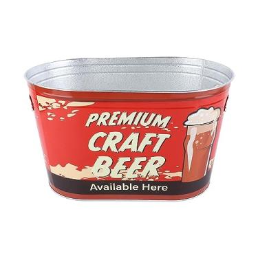 Imagem de Balde de cerveja champanhe balde de gelo elegante prevenção de ferrugem oval balde de gelo de metal de grande capacidade para bar churrascos festas piqueniques acampamento (Cerveja Artesanal Premium