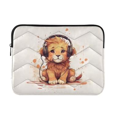 Imagem de JIPONI Bolsa para laptop com desenho animado de leão, compatível com notebook/laptop/tablet de 15,6 polegadas de 40,6 cm, capa para laptop para mulheres e homens, trabalho, viagens e armazenamento