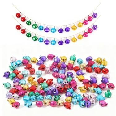 Imagem de Sinos pequenos a granel para artesanato: 200 peças de 1/4 polegada ouro prata vermelho verde sinos de metal com furos para fazer joias faça você mesmo colar pulseira chaveiro (6 mm, 200 peças