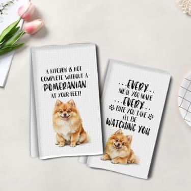 Imagem de 2 peças de toalhas de cozinha fofas para cães, toalha de mão de chá super absorvente, panos de prato de microfibra para secar pratos, toalhas de waffle para cozinha, banheiro, presentes para amantes