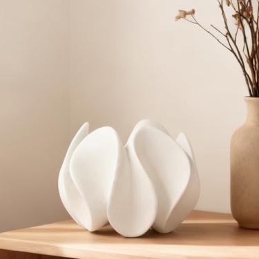 Imagem de DN DECONATION Decoração abstrata para sala de estar, mesa de café, estátua de arte texturizada branca moderna, escultura de resina para estante de livros, mesa, quarto, escritório, presente de