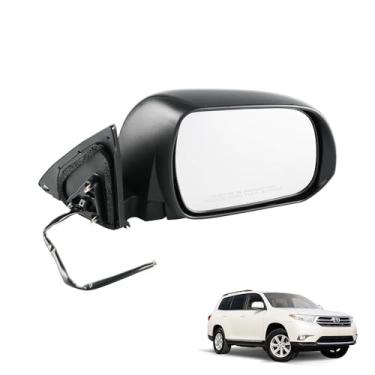 Imagem de GrteRokky Espelho retrovisor elétrico do lado do passageiro com aquecido, compatível com Toyota Highlander 2008-2013 Aquecido manual, dobrável, preto, retrovisor, traseiro, preto, substituição para