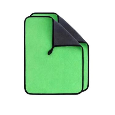 Imagem de Kit 2 Panos Microfibra Multiuso 400gsm Polir Carro 40x30 Pano Flanela Automotivo Polimento Secagem(verde)