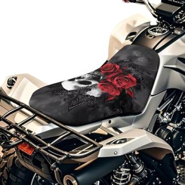 Imagem de HUISEFOR Capa de assento para quadriciclo gótico, capas de almofada macias para quadriciclo para esportes motorizados com borda elástica respirável acessórios de quatro rodas para Polaris Sportsman