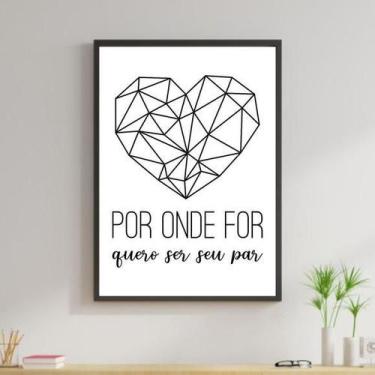 Imagem de Quadro Coração Quero Ser Seu Par 45X34Cm Vidro Moldura Preta - Quadros