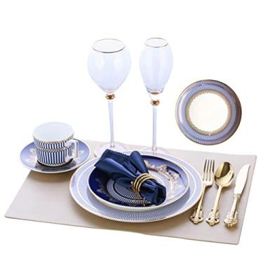 Imagem de Conjunto completo de talheres de cerâmica prato de jantar prato de restaurante disco prato jogo americano (cor: A, tamanho: tamanho único)