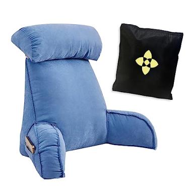 Imagem de Almofada de leitura de apoio para as costas para cama, almofada de apoio para descanso de costas com capa removível, almofada de suporte lombar com descanso de braço, almofadas confortáveis de braço