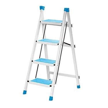 Imagem de Escadas dobráveis Escada dobrável Escada de 4 degraus Escada dobrável multiuso escadas de metal com pedal de 4 camadas e pés de borracha para escada resistente em casa (Cor: Escada B) (Escada a)