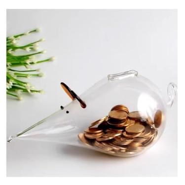 Imagem de ZABEES Cofrinho transparente, cofrinho, vidro, artesanato criativo, mobiliário doméstico, cofrinho fofo, cofrinho não aberto