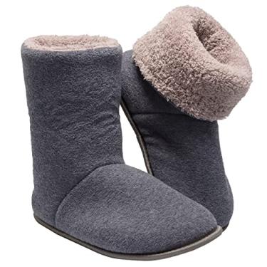 Imagem de Pantufa Feminina Bota Polar MEU CÉU – 5 Camadas de Proteção Contra o Frio + Super Forro de Pelúcia – Sola Antiderrapante – Ultra Macia e Lavável na Máquina (Cinza Chumbo, Normal, BR, Adulto, Faixa Numérico, M, 45, 46)
