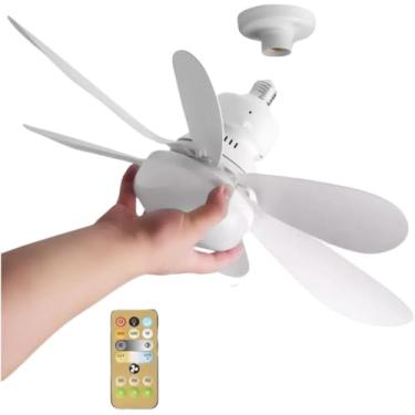 Imagem de Ventilador Teto Com Lâmpada LED 40W E27 Silencioso Inteligente Com Controle Remoto (Branco)