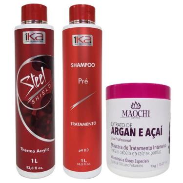 Imagem de Steel Escova Progressiva 1L Ativo E Shampoo Pré Natural E Maski Hidrat
