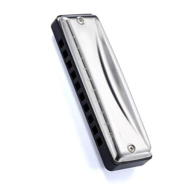 Imagem de Gaita profissional toca gaita 10 furos blues harpa instrumento iniciante com caixa requintada capa prata (cor: G)