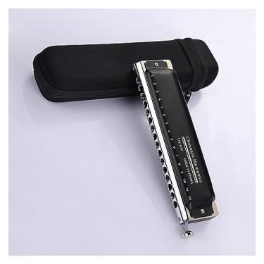 Imagem de Gaita cromática de 16 furos com capa de cobre preta de boca redonda com capa