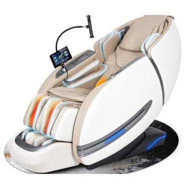 Imagem de Cadeira de massagem de corpo inteiro 2025 Zero Gravity SL-Track Shiatsu cadeira de massagem com rolos de pé, massagem airbag, calor, controle de IA e escaneamento corporal bege