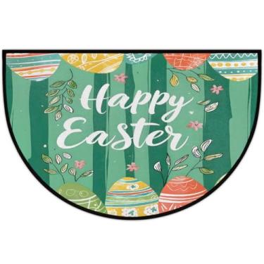 Imagem de Tapete de porta meio redondo para páscoa, antiderrapante, absorvente, semicírculo, tapetes laváveis, meia lua, para ambientes internos, pátio, cozinha, banheiro, entrada, lareira, casa, tapete