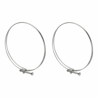 Imagem de HARFINGTON 2 peças de clipes de mangueira de fio duplo 230-240 mm 304 mm Braçadeiras de tubo de fio ajustável de aço inoxidável 304 com parafuso M8 Prendedor de junta de encanamento para coleta de