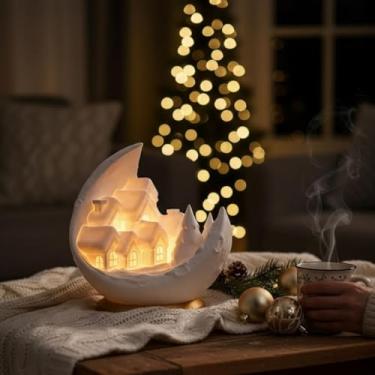 Imagem de Vila Natalina Lua com LED Decoração de Natal Mesa Iluminada Efeite