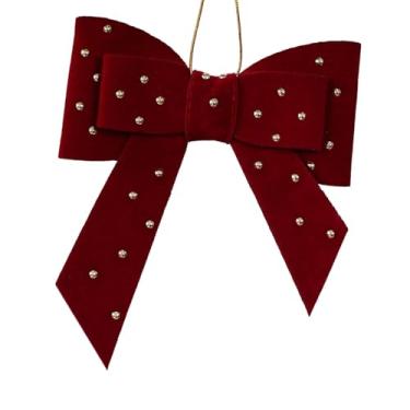 Imagem de IEUDNS Enfeite de Natal, Decoração de Natal para Pendurar, Pingente Decorativo para Jardim, Laço Vermelho