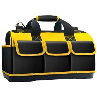 Imagem de Bolsa De Ferramentas Profissional Impermeável, Maleta Organizador Portátil, Fundo Reforçado Oxford Resistente, Para Eletricista, Carpinteiro, Pedreiro, Pintor, Técnico, Uso Diário, Grande C/Divisões.