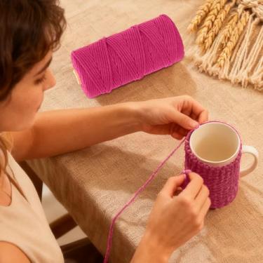 Imagem de Fio de algodão, corda artesanal macia para macramé, projetos de bricolage e muito mais, perfeita para pendurar na parede e decoração de casa