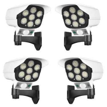 Imagem de Luminaria Solar 180w Camera Falsa Sensor Movimento Controle Kit 4 Und 
