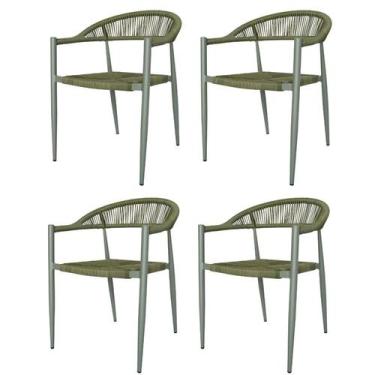 Imagem de Kit 4 Cadeiras Empilhável Laguna Trancoso Fratini Aluminio Assento Tra