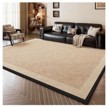 Imagem de SPXMQSS Tapetes de área para sala de estar, tapete antiderrapante para sala de estar, macio, lavável, para quarto, sala de jantar, escritório, resistente a manchas - cáqui J 200 x 300 cm