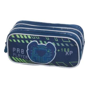 Imagem de Estojo Triplo Tigor T. Tigre Gamer Escolar Marinho Meninos - PACIFIC